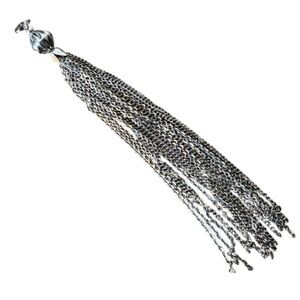 Silver Toned Tassel Pendant Charm Chains Metal Keychain Dangle